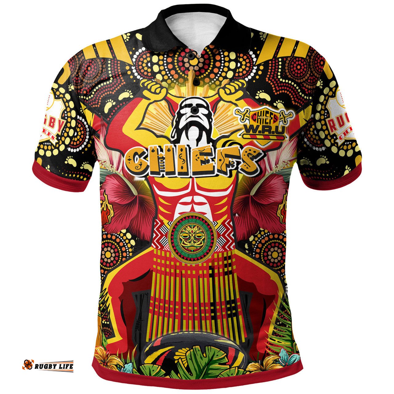 Amazing Aussie Waikato Chiefs Custom Chiefs Traditional Haka Dance With Patterns And Hibiscus Flower Polo Shirt