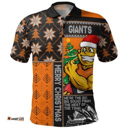 Amazing Aussie GWS GIANTS Merry Christmas Knit Style Festive Spirit Polo Shirt