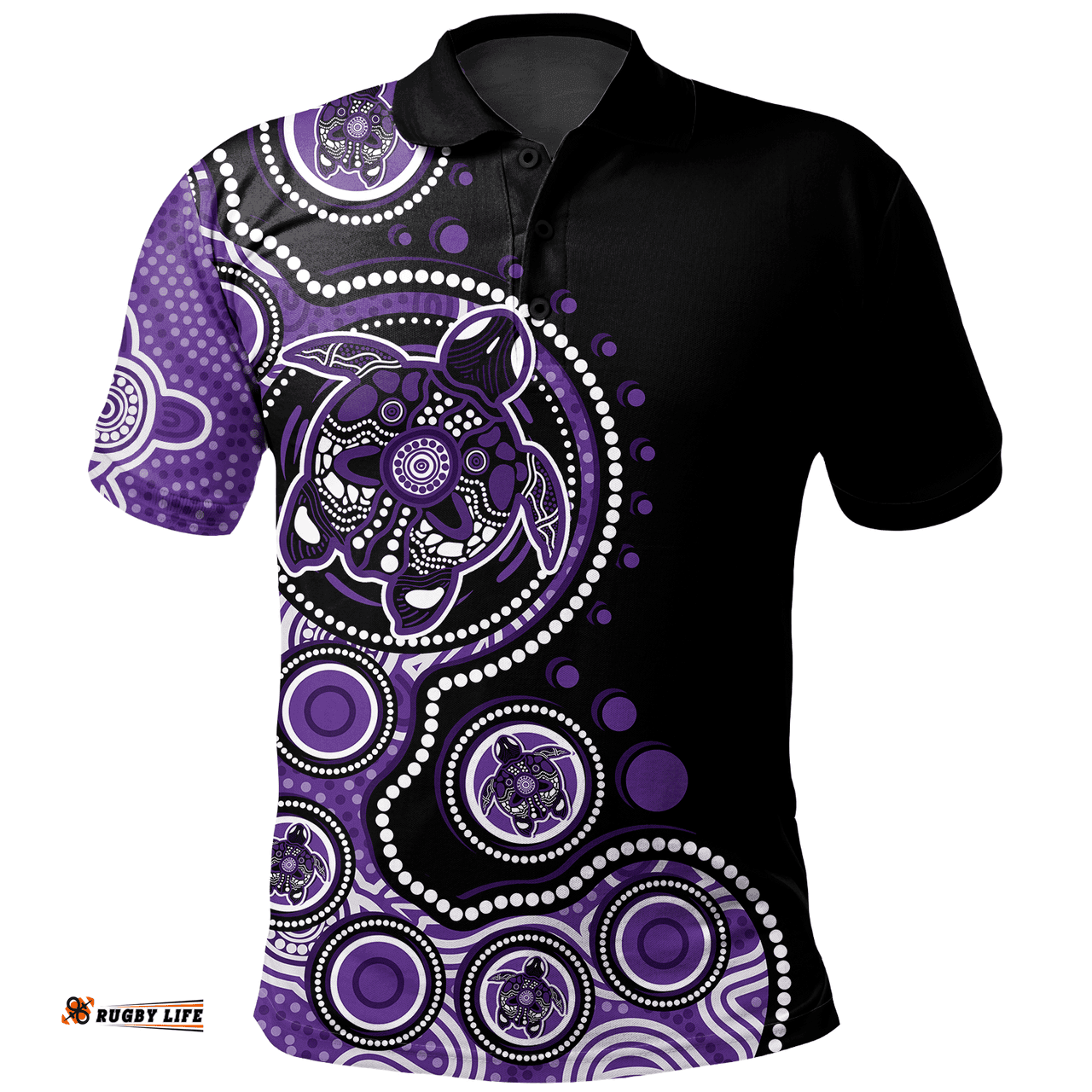 Amazing Aussie Australia Indigenous Turtle Aboriginal Dot Art Purple Polo Shirt