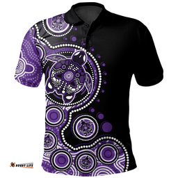 Amazing Aussie Australia Indigenous Turtle Aboriginal Dot Art Purple Polo Shirt