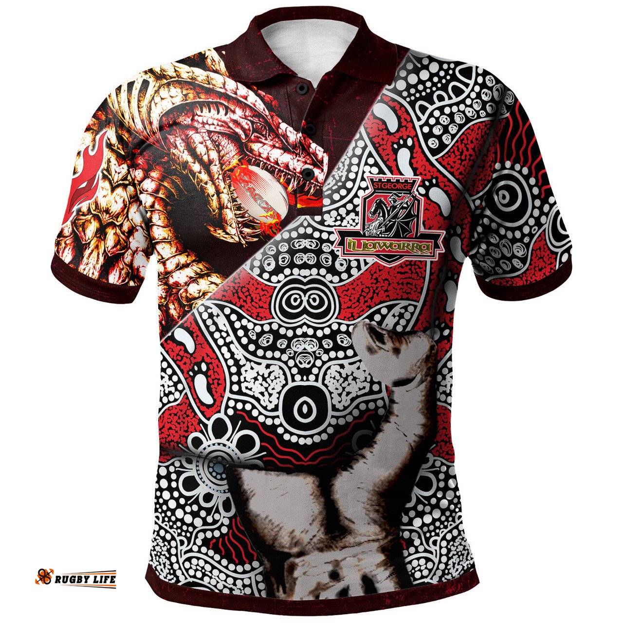 Amazing Aussie St. George Illawarra Dragons Indigenous Custom Patronage Dragons Bloods In My Veins Polo Shirt