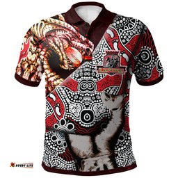Amazing Aussie St. George Illawarra Dragons Indigenous Custom Patronage Dragons Bloods In My Veins Polo Shirt