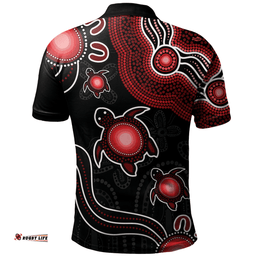 Amazing Aussie Australia Aboriginal Turtle Dreaming Journey Featuring Dot Art Red Polo Shirt