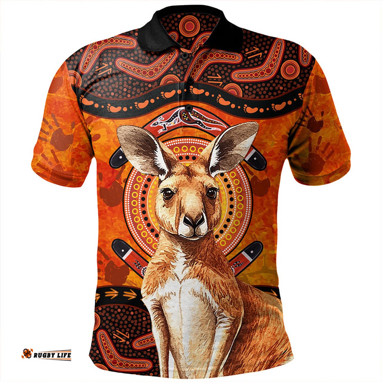 Amazing Aussie Indigenous Australian Aboriginal Kangaroo Spirit Dreaming Polo Shirt