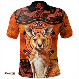Amazing Aussie Indigenous Australian Aboriginal Kangaroo Spirit Dreaming Polo Shirt