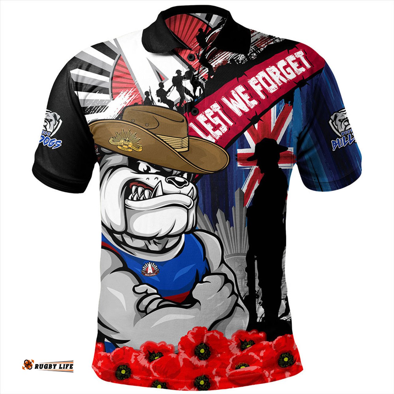 Amazing Aussie Western Bulldogs Anzac Day Honor United In Spirit Polo Shirt