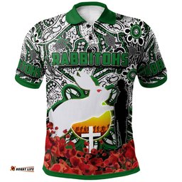 Amazing Aussie South Sydney Rabbitohs Day Watercolor Custom Lest We Forget Indigenous Dreaming Rabbitohs Polo Shirt