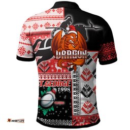 Amazing Aussie Australia St.George Custom Christmas Snowflakes Dragon Mascot Polo Shirt