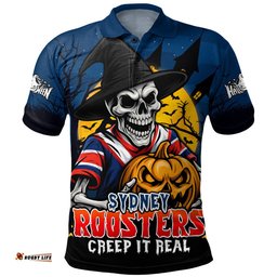 Amazing Aussie Sydney Roosters Dark Moon Rugby Halloween Battle Edition Polo Shirt