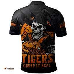 Amazing Aussie Wests Tigers Dark Moon Rugby Halloween Battle Edition Polo Shirt