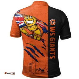 Amazing Aussie GWS GIANTS Burning Passion Of Power Scratch Style Polo Shirt