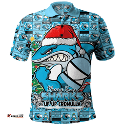 Amazing Aussie Cronulla Sutherland Sharks Merry Ugly Christmas Comic Style Polo Shirt