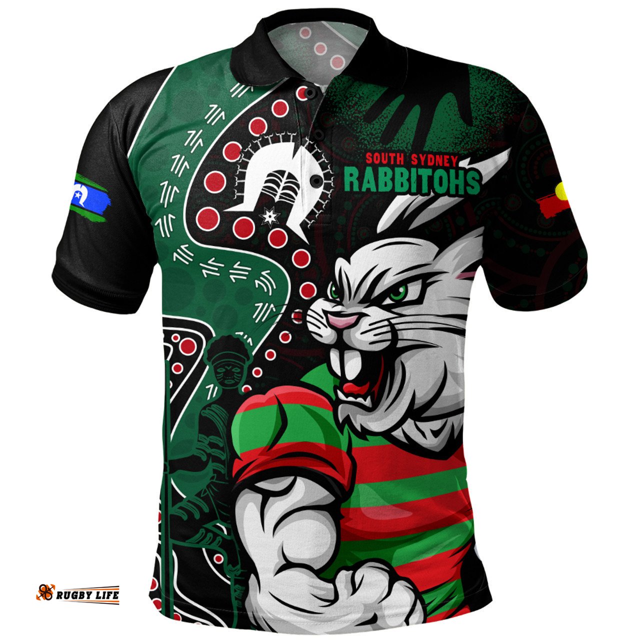 Amazing Aussie South Sydney Rabbitohs NAIDOC Indigenous Warrior Spirit Polo Shirt