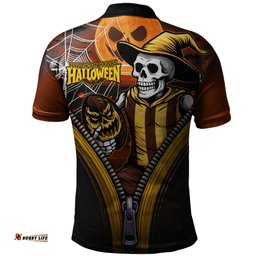 Amazing Aussie Hawthorn Halloween Night Reaper Zipper Polo Shirt