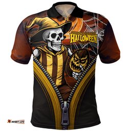 Amazing Aussie Hawthorn Halloween Night Reaper Zipper Polo Shirt