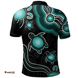 Amazing Aussie Australia Aboriginal Turtle Dreaming Journey Featuring Dot Art Turquoise Polo Shirt