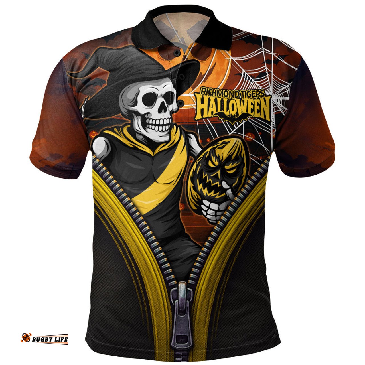 Amazing Aussie Richmond Halloween Night Reaper Zipper Polo Shirt