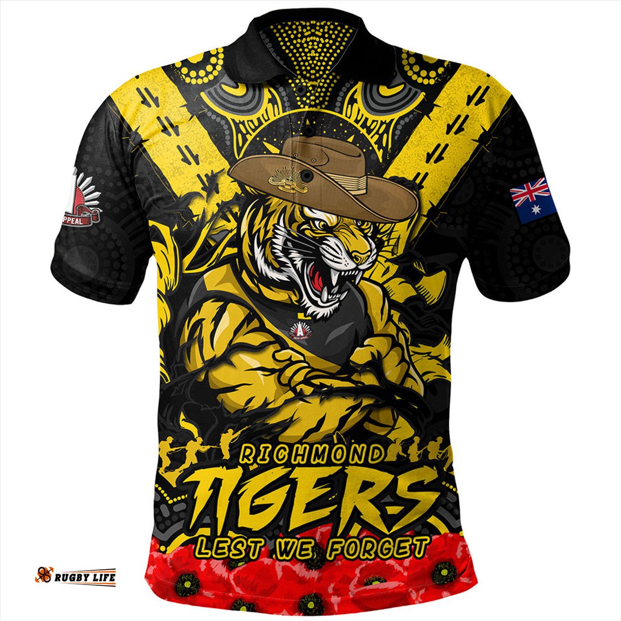 Amazing Aussie Richmond Ripped Legacy Of The Game The ANZAC Spirit Lives On Polo Shirt