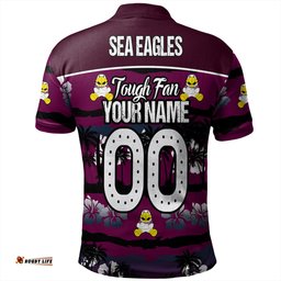 Amazing Aussie Manly Warringah Sea Eagles Eat Sleep Repeat With Tropical Patterns Polo Shirt
