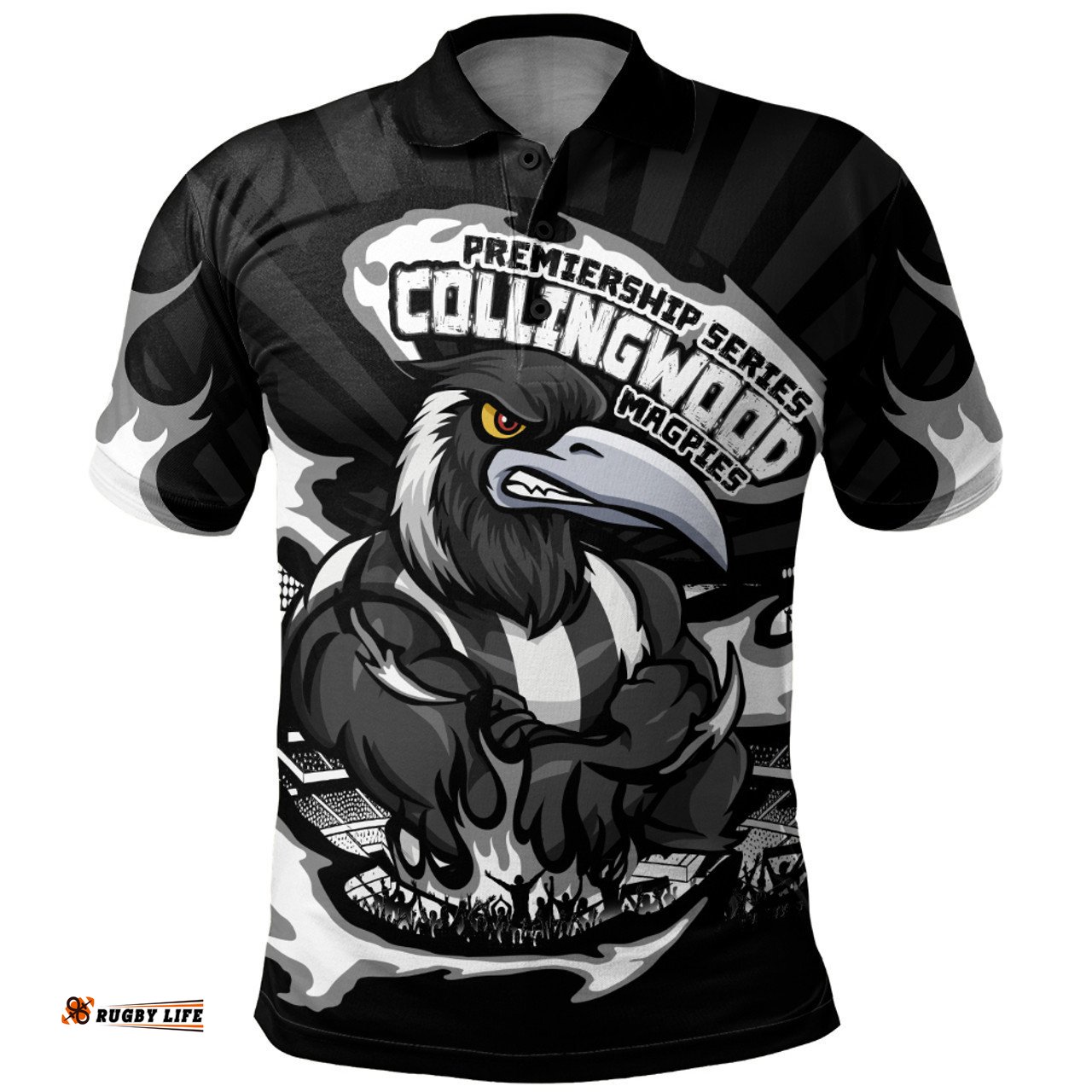 Amazing Aussie Collingwood Premiership Series Flame Edition Polo Shirt