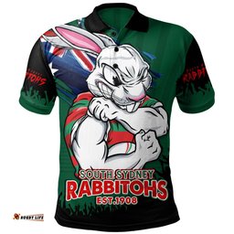 Amazing Aussie South Sydney Rabbitohs Heart Of A Fighter Tough And Fearless Polo Shirt