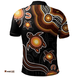 Amazing Aussie Australia Aboriginal Turtle Dreaming Journey Featuring Dot Art Orange Polo Shirt