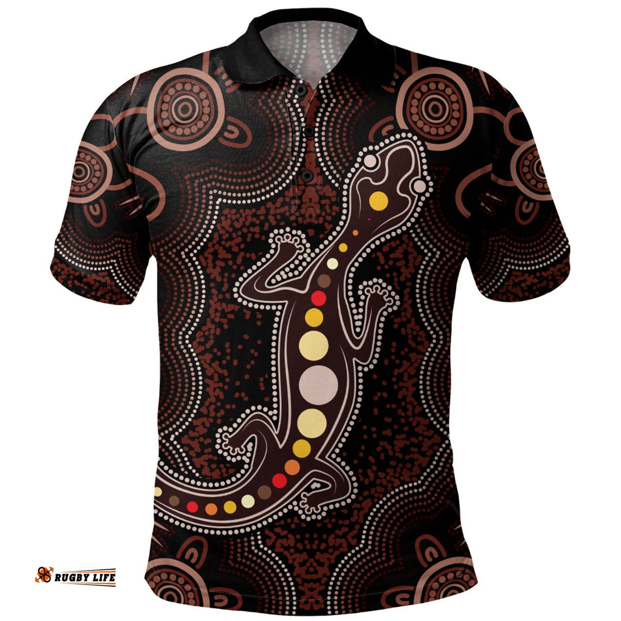 Amazing Aussie Indigenous Australian Aboriginal Aboriginal Gecko Dreaming Path Polo Shirt
