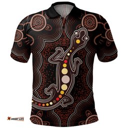 Amazing Aussie Indigenous Australian Aboriginal Aboriginal Gecko Dreaming Path Polo Shirt