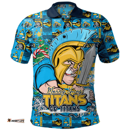 Amazing Aussie Gold Coast Titans Merry Ugly Christmas Comic Style Polo Shirt