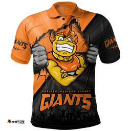 Amazing Aussie GWS GIANTS Breaking Through Fan Design Polo Shirt