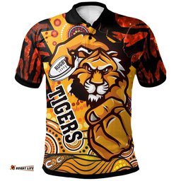 Amazing Aussie Wests Tigers Custom West Wests Tigers Aboriginal Inspired Style with Tiger Stripes Patterns Polo Shirt