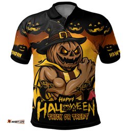 Amazing Aussie Hawthorn Dark Pumpkin Halloween Spirit Polo Shirt