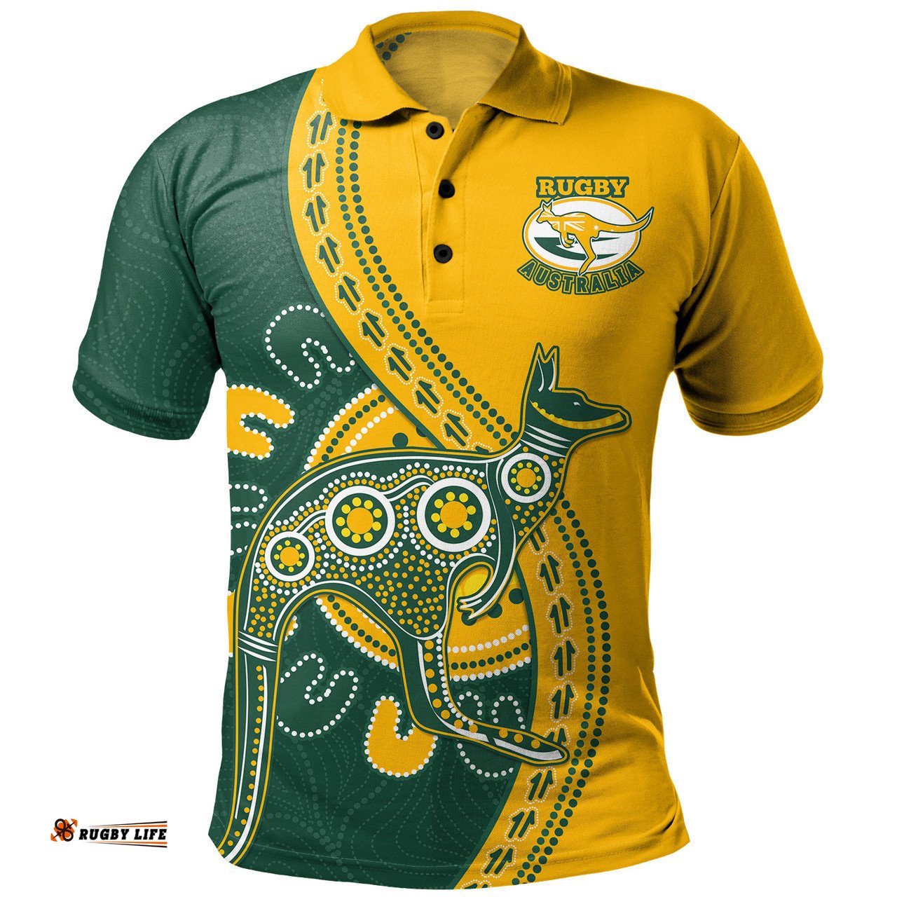Amazing Aussie Australia Wallabies Custom Go Wallabies Aboriginal Inspired Jersey Yellow Polo Shirt