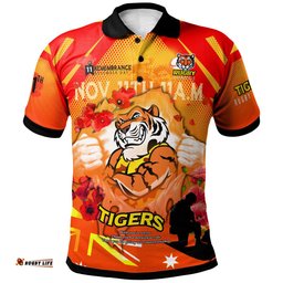 Amazing Aussie Wests Tigers Custom Wests Tigers Remembrance Day Lest We Forget Poppies Polo Shirt