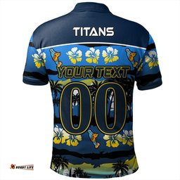 Amazing Aussie Gold Coast Titans Sport Tropical Hibiscus and Coconut Trees Polo Shirt
