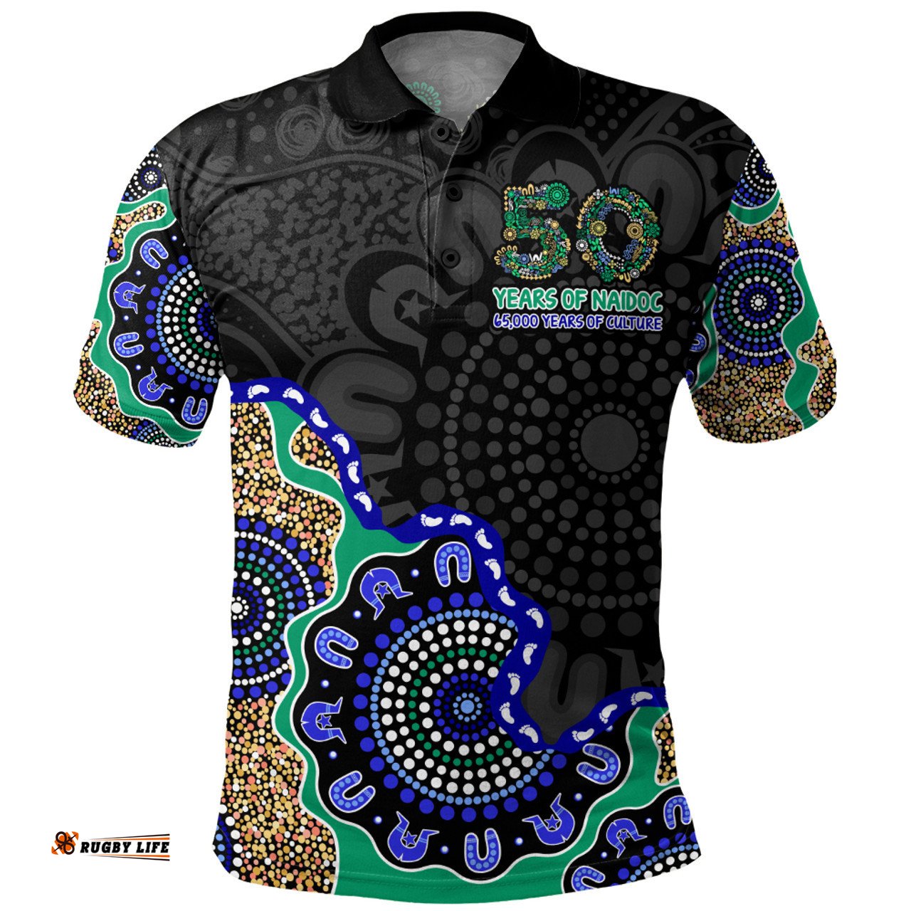 Amazing Aussie Indigenous Australian Aboriginal NAIDOC Fifty Years Cultural Celebration Edition Polo Shirt