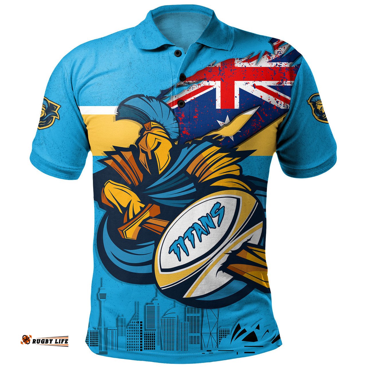 Amazing Aussie Gold Coast Titans Custom For Die Hard Fan Australia Flag Scratch Style Polo Shirt