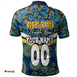 Amazing Aussie Gold Coast Titans Sport Tropical Patterns And Dot Painting Eat Sleep Rugby Repeat Polo Shirt