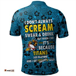 Amazing Aussie Gold Coast Titans Sport Scream With Tropical Patterns Polo Shirt