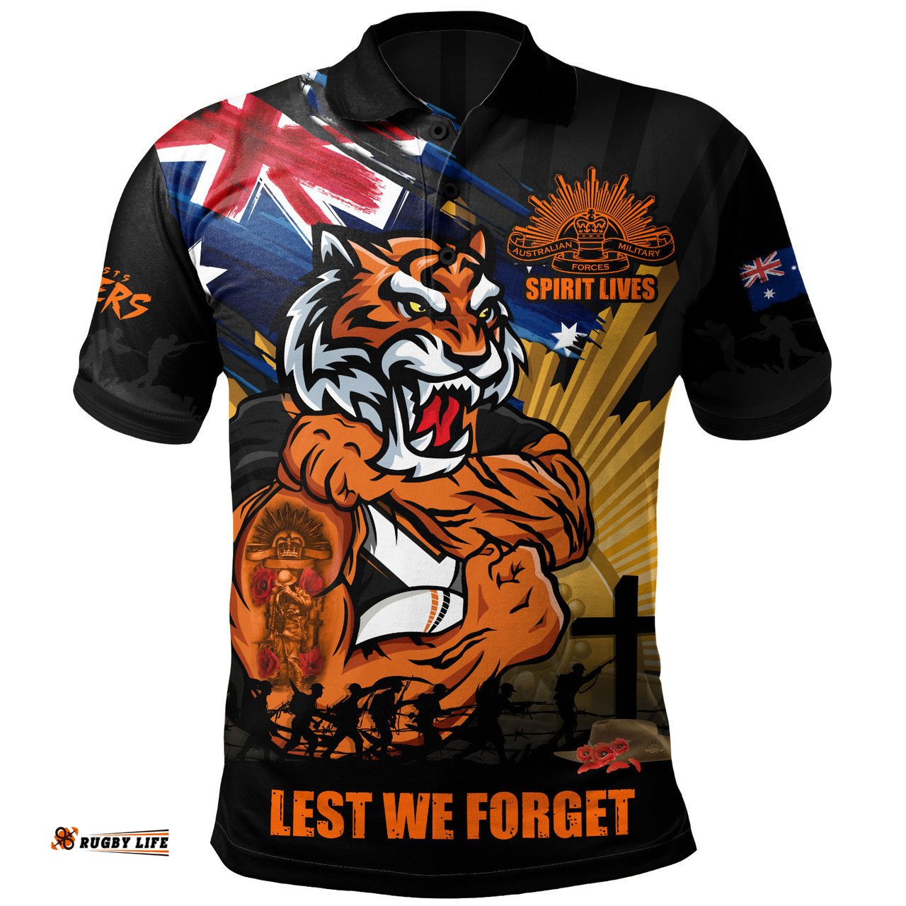 Amazing Aussie Wests Tigers Fearless ANZAC Defender Polo Shirt