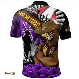 Amazing Aussie Hawthorn ANZAC Day Honor Purple Valor And Spirit Polo Shirt