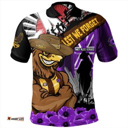Amazing Aussie Hawthorn ANZAC Day Honor Purple Valor And Spirit Polo Shirt