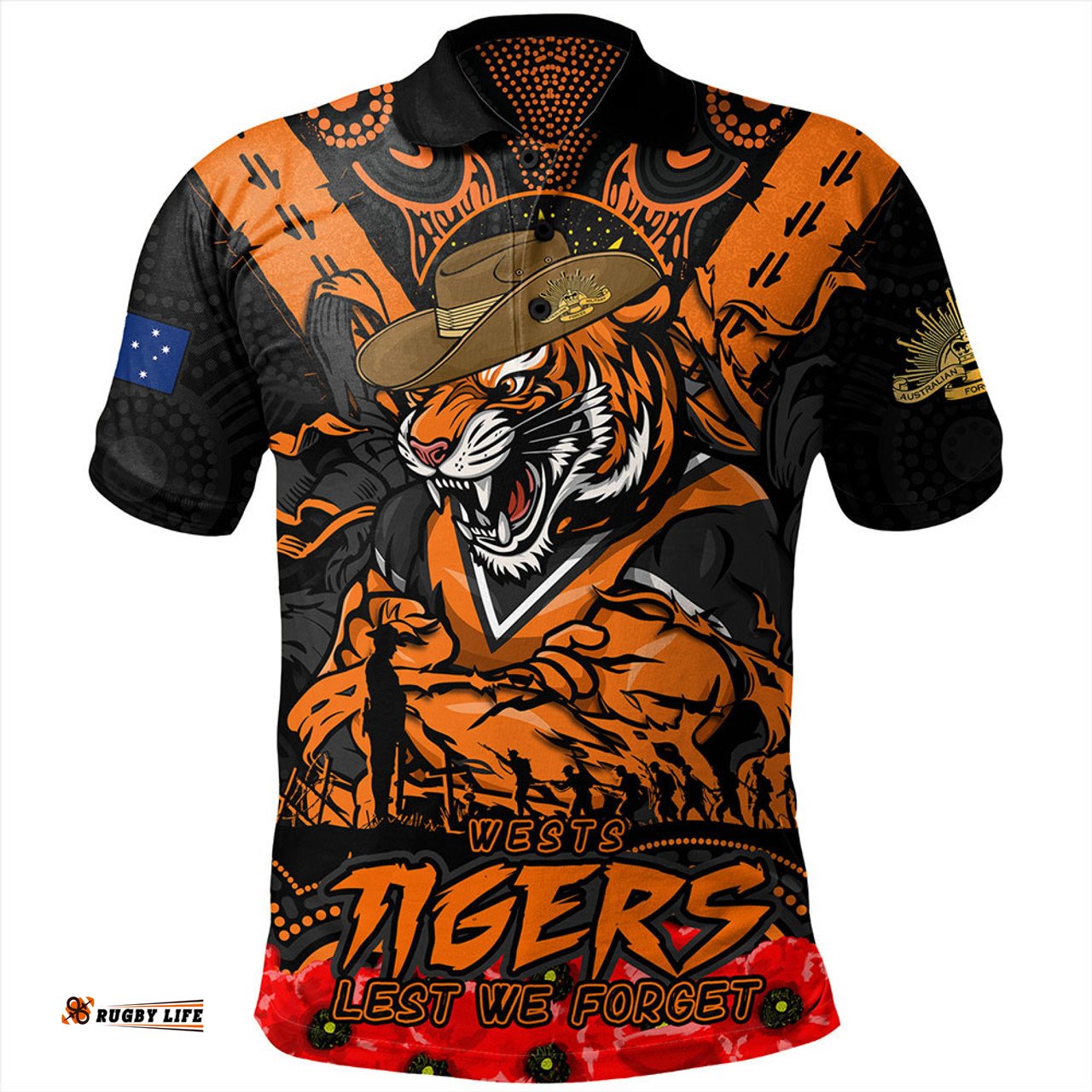 Amazing Aussie Wests Tigers Ripped Legacy Of The Game The ANZAC Spirit Lives On Polo Shirt
