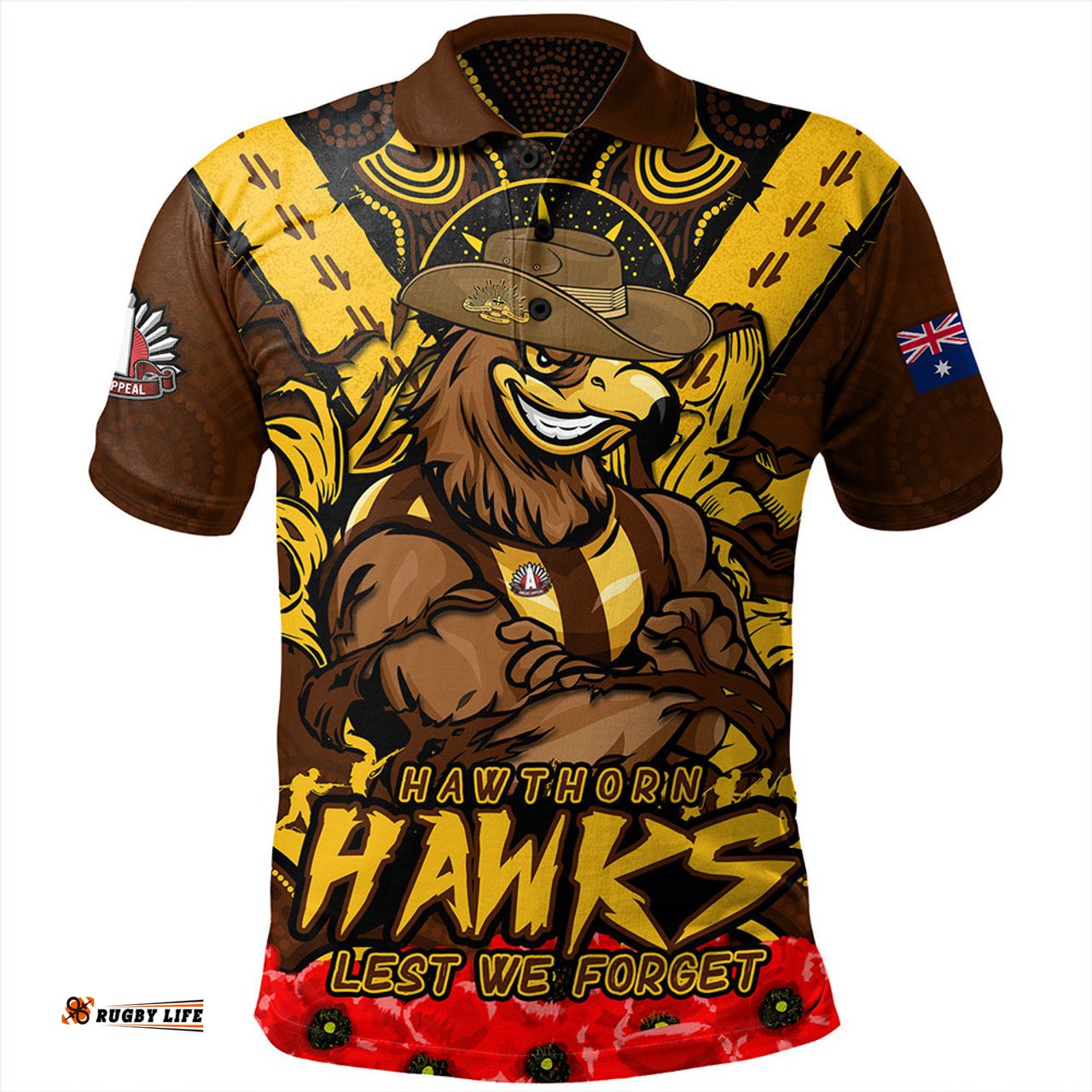 Amazing Aussie Hawthorn Ripped Legacy Of The Game The ANZAC Spirit Lives On Polo Shirt