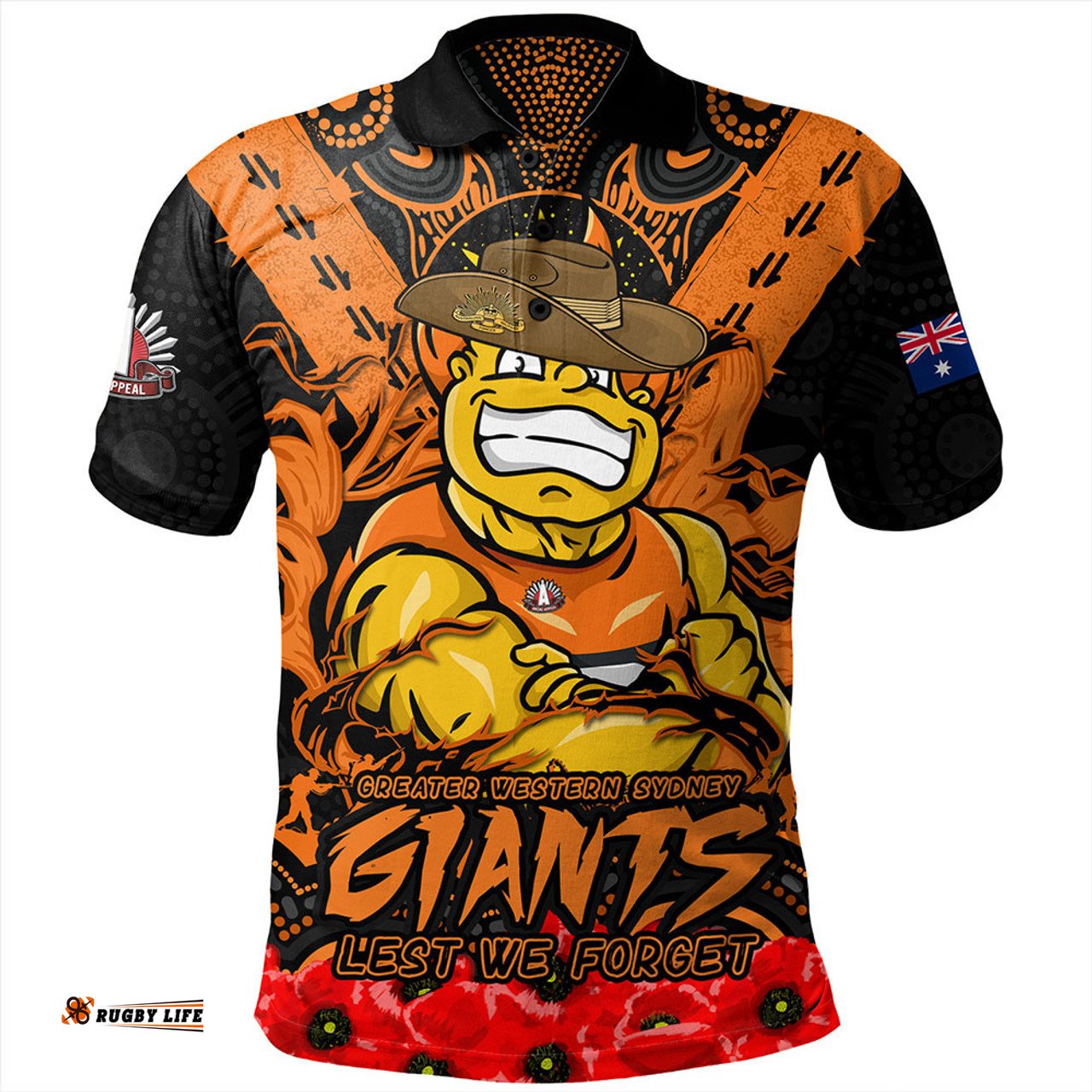 Amazing Aussie GWS GIANTS Ripped Legacy Of The Game The ANZAC Spirit Lives On Polo Shirt