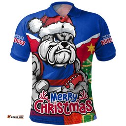 Amazing Aussie Western Bulldogs Santa Scoring Touchdown On Christmas Game Day Polo Shirt