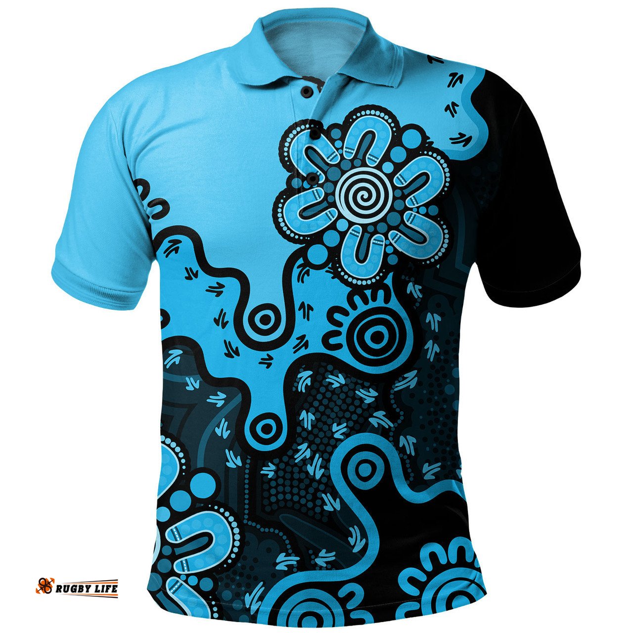 Amazing Aussie Australia Aboriginal Style Of Background Blue Polo Shirt