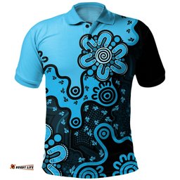 Amazing Aussie Australia Aboriginal Style Of Background Blue Polo Shirt