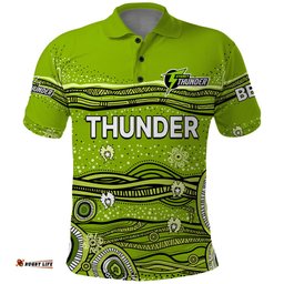 Custom Text And Number Australia Thunder Cricket Polo Shirt Indigenous 2023