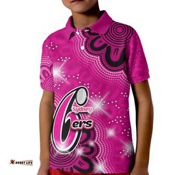 Custom Personalised And Number Sydney Sixers Cricket Polo Shirt Aboriginal Pink Tee Aussie